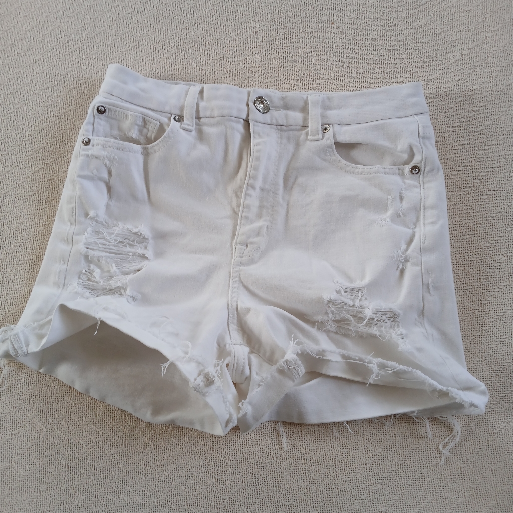 Aeo Curvy Hi-Rise Shortie American Eagle White